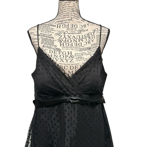 Onyx Nite Women Black Polka Dot Spaghetti Straps Lined Dress Size 14 Whimsygoth - Picture 2 of 9